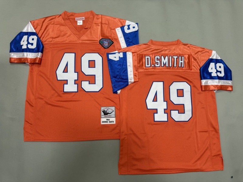 Men 2025 Denver Broncos 49 D.Smith orange Throwback Limited NFL Jersey style 001